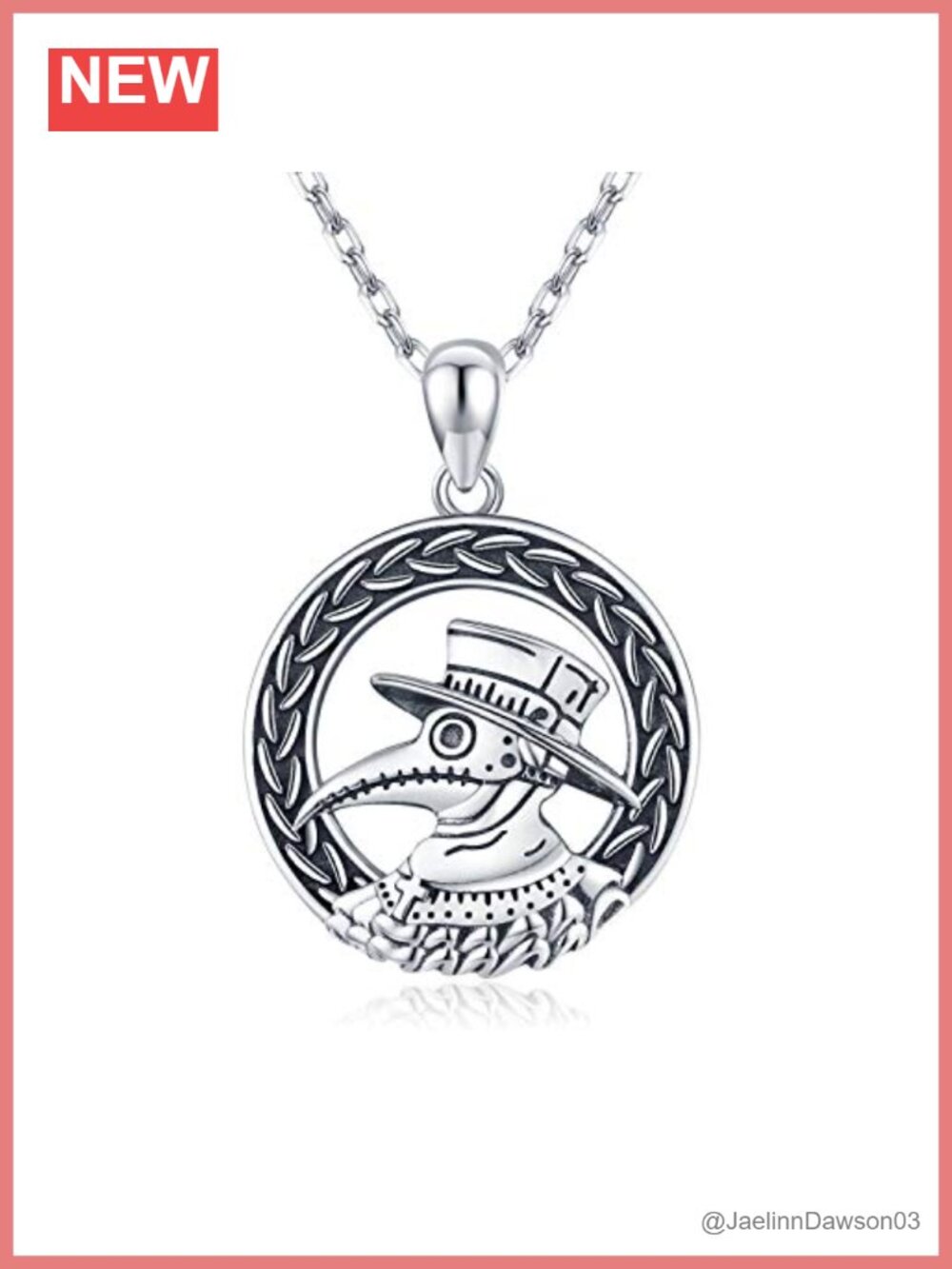 925 Sterling Silver Plague Doctor Pendant Necklace Steampunk Gothic Jewelry